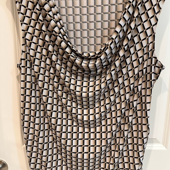 Lane Bryant Black, Tan, and White Geometric Blouse - Picture 2 of 5